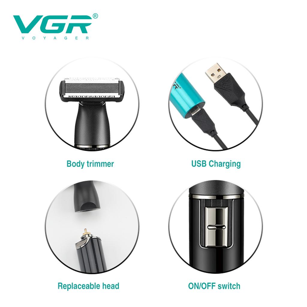 Original VGR V-628 3-in-1 Hair Trimming Set Multifunctional Full Body Hair Remover Ear Nose Hair Bikini Private Area Hair Trimmer Rechargeable Trimmer