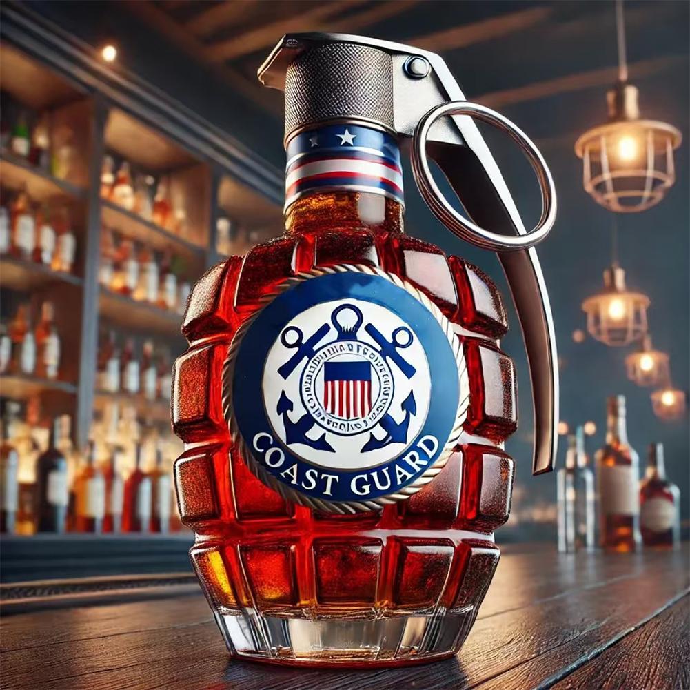 Military Hand Whiskey Bottle Grenade Engraved Liquor Bottle Sealed Whiskey Jar Storage Unique Gift For Men Bar Office Home