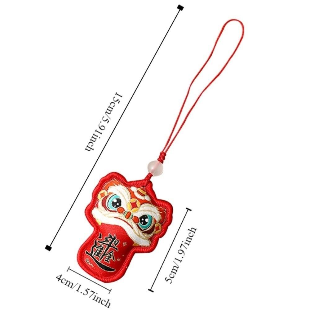 Awakened Lion Lion Dance Embroidered Pendant Brocade Car Hanging Ornaments Festive Accessory