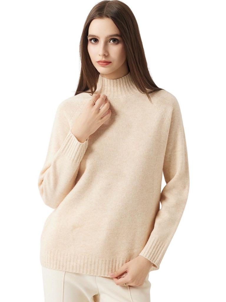 Solid Color Wool Sweater: Seven-Stitch, Long-Sleeve, Warm and Simple Autumn/Winter Commuting Base Layer.