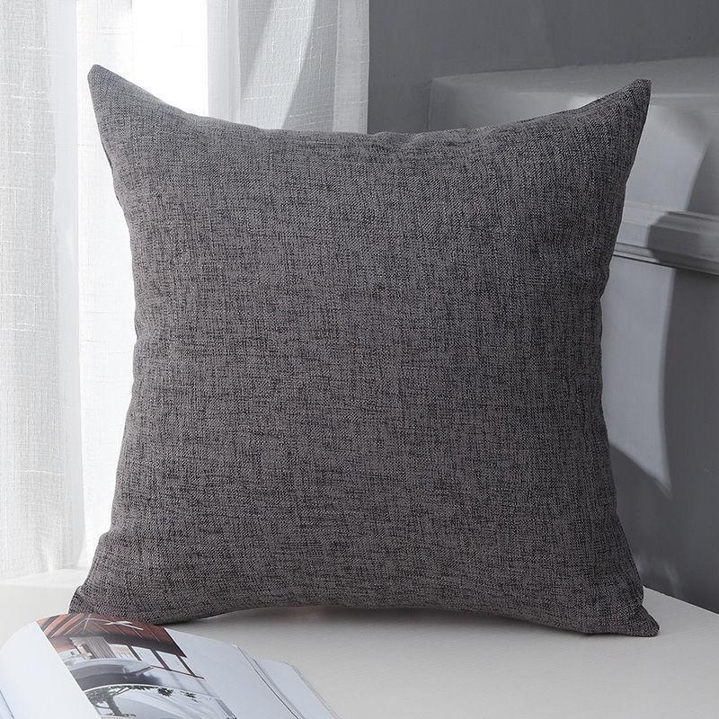 Vintage Minimalist Cotton Linen Cushion Cover Solid Color Chinese Style Boho Pillow for Sofa Office Bedroom Back Support