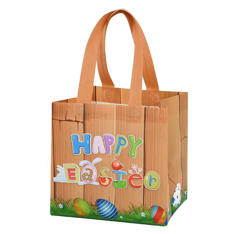 Easter Gift Bags Cute Rabbit Printed Candy Snack Tote Bag Non-Woven Egg Basket Non Woven Happy Easter Party Decoration Supplies