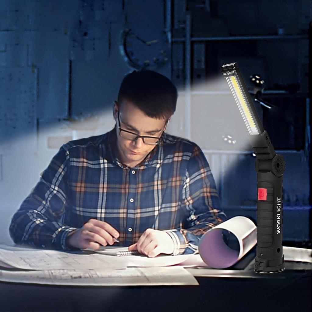 COB LED Work Light Dimmable USB Rechargeable LED Flashlight Inspection Lamp With Magnetic Hook Power Bank 18650 Battery Torch