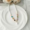 French Retro Colored Glass Pearl Clavicle Necklace