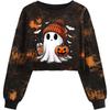 Women's Crop Sweatshirt Fall Halloween Long Sleeve Pullover Sweatshirt