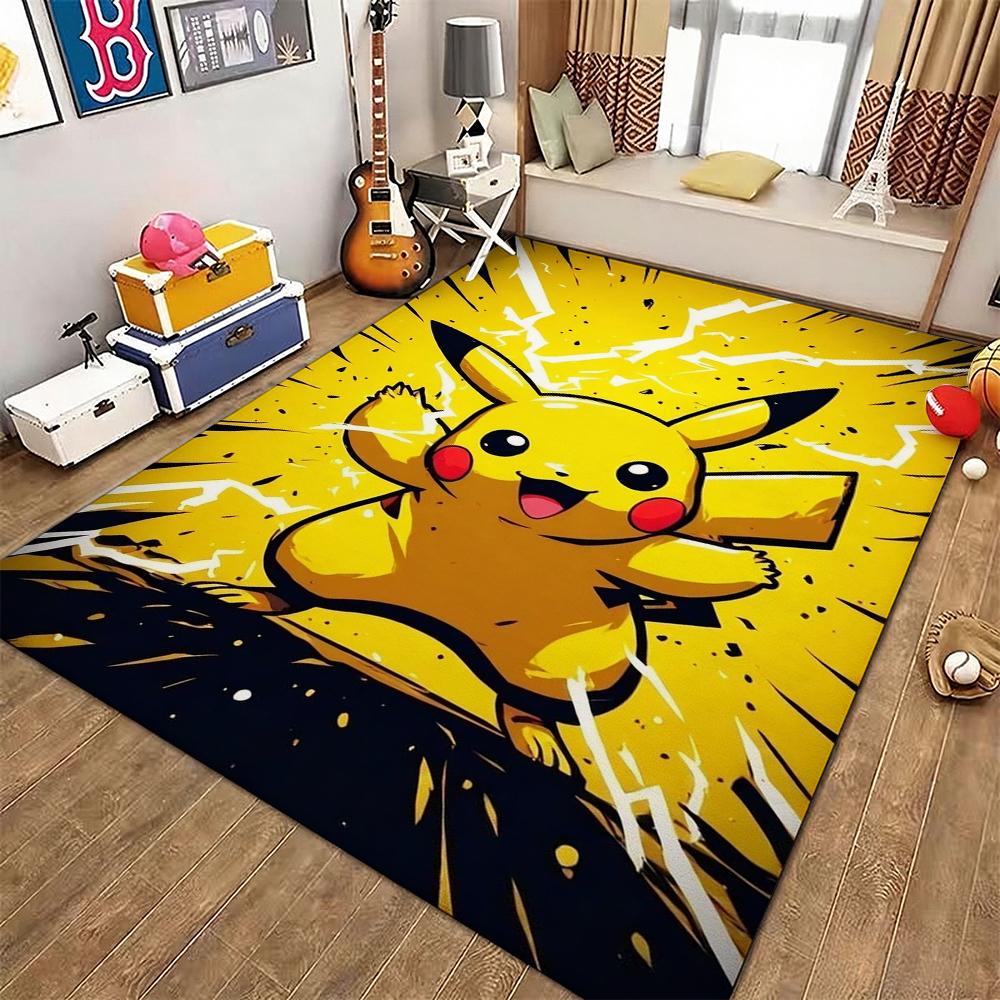 Pikachu Unleashes Rectangular Rug Thick Nonslip Carpet For Gaming Room Play Area Home Party Decor Gift For Friends