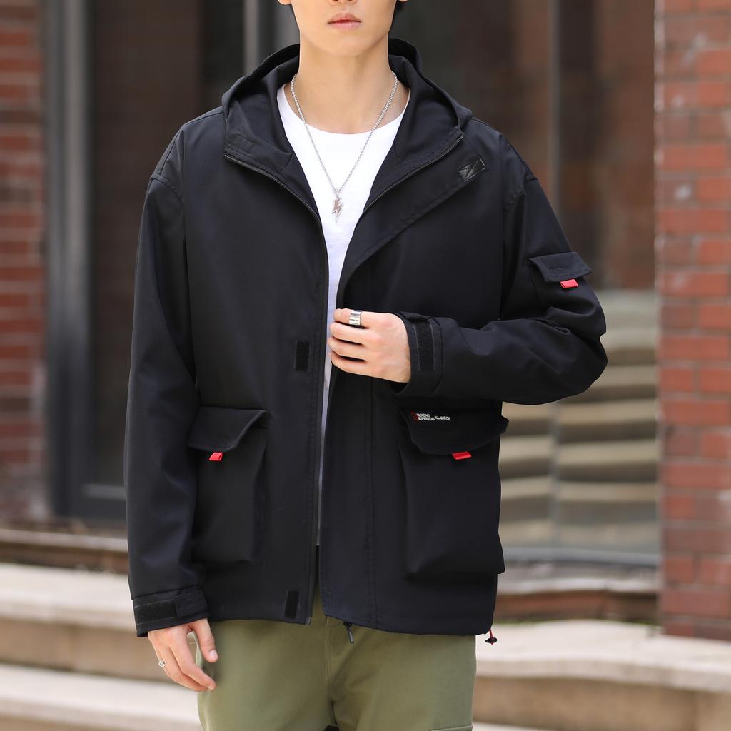 Jacke Herren Kapuze Locker Dreidimensionale Tasche Freizeitjacke Jacke Herrenbekleidung