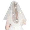 Elegant Short Wedding Veil With Comb White Tulle Bridal Veils With Bowknot Decoration Headpieces For Wedding Party