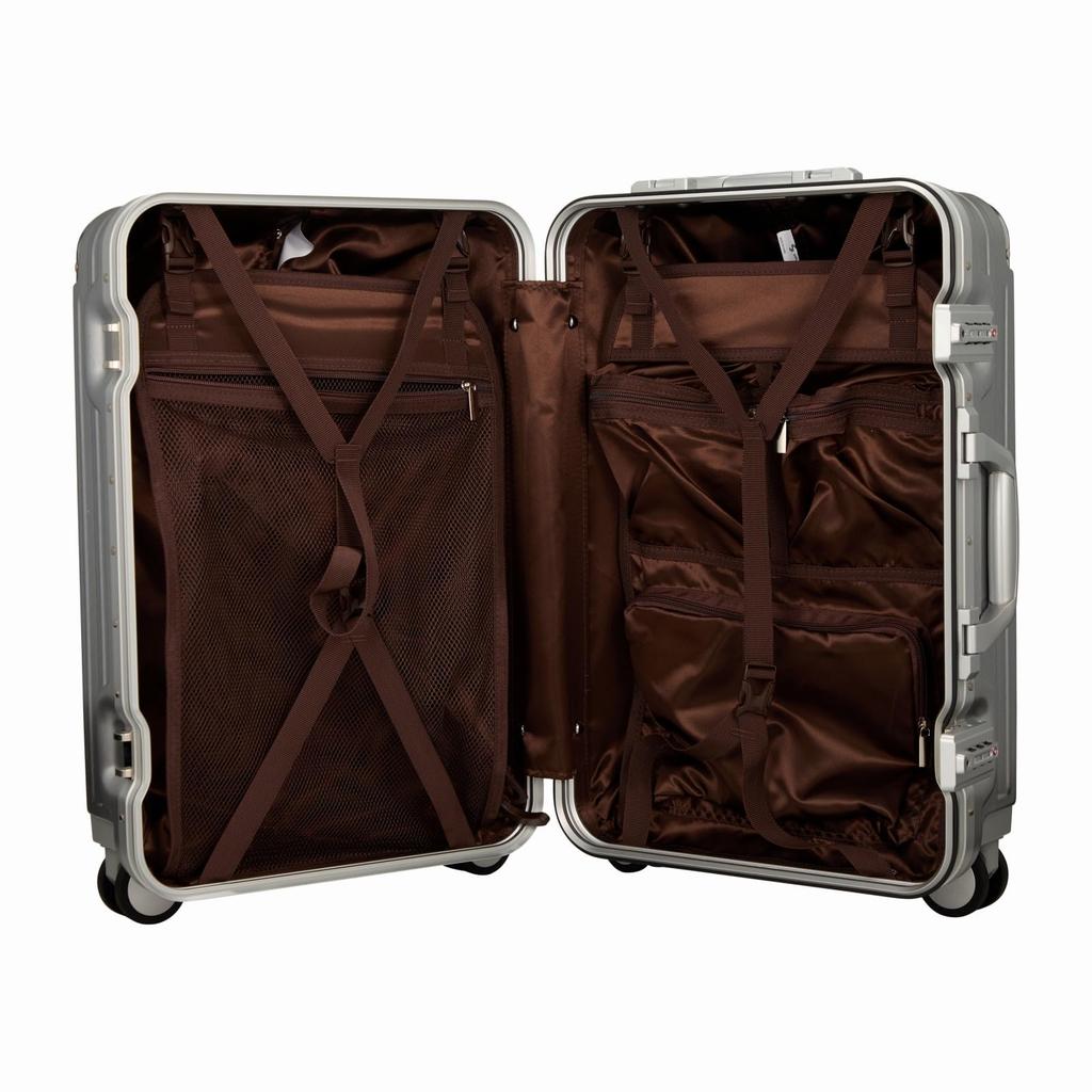 [Sifre] TRIDENT TRI1030 Hard Suitcase, Aluminum-Look, 33L, 3.8kg, Silver, Made In Japan with a 5-Year Warranty.