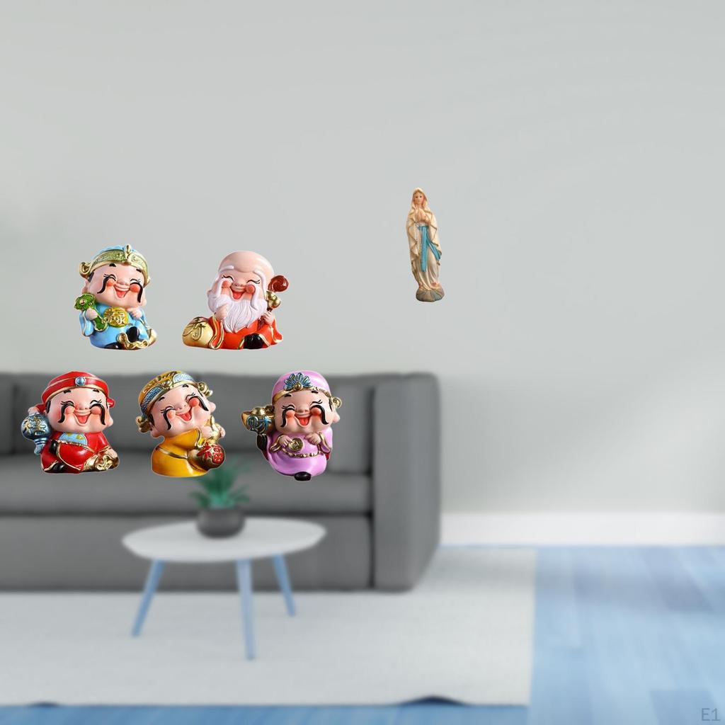 Fortune God Resin Figurines And Mary Statue Decorative Tabletop Sculpture for Bedroom Office Desk
