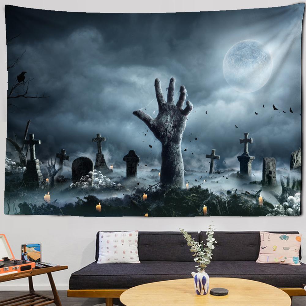 Home Decor Halloween Tapestry Wall Hanging Pumpkin Lantern Festive Atmosphere Hippie Witchcraft Decoration 230x180cm tapiz