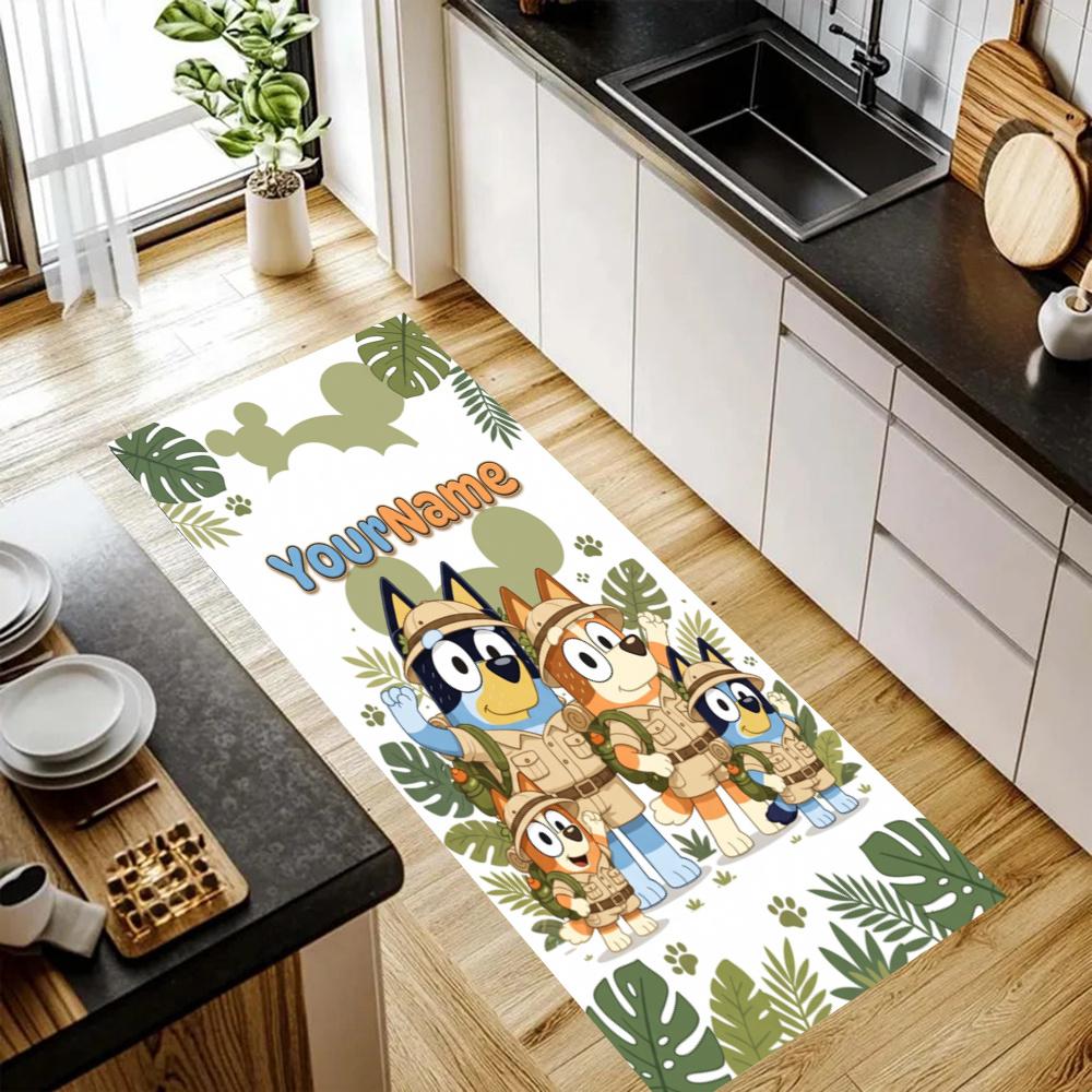 Bluey Customize Your Name Kitchen Rug Runner Rug Laundry Mat Hallway Entryway The Best Gift Choice