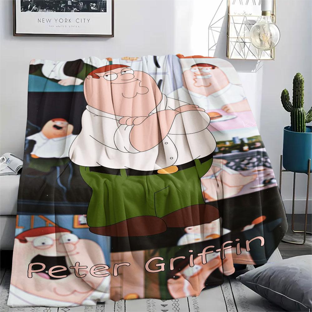 Peter Griffin Printed Flannel Blanket, soft throw for bedroom sofa, washable, fan merchandise, great gift.