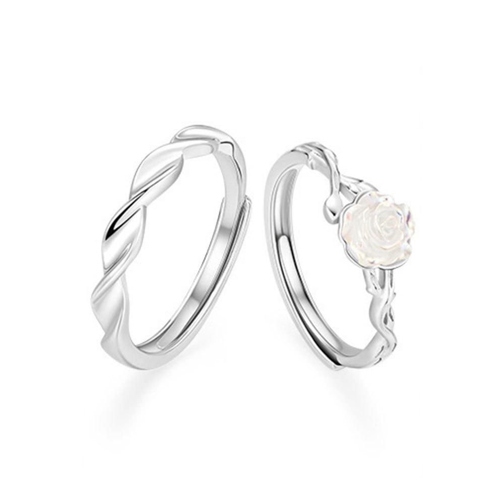 Mobius Camellia Open Ring Set – Creative Qixi Gift for Couples