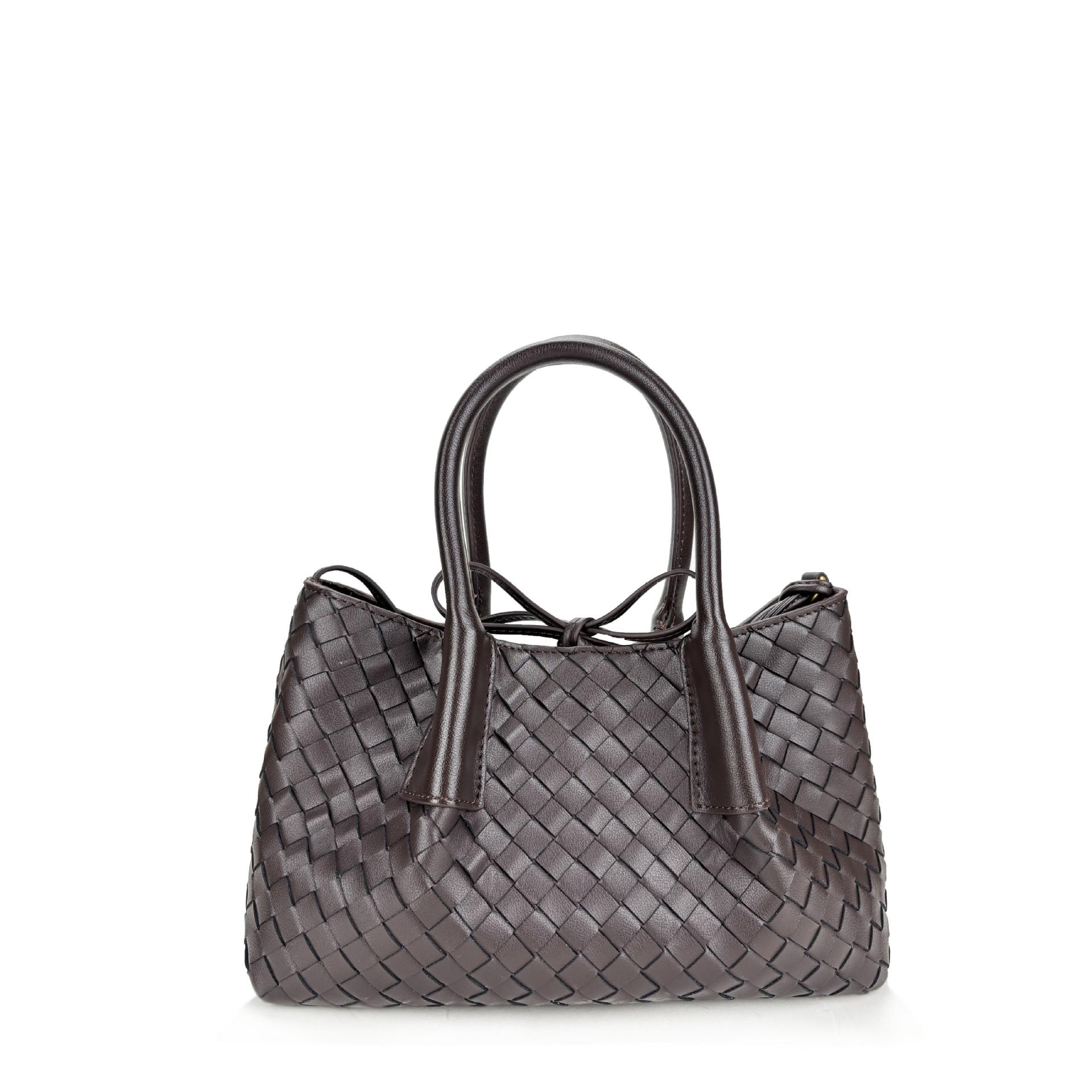 

2025 / Новая модная тенденция вязаная сумка на одно плечо сумка-тоут из натуральной кожи женская сумка через плечо Large size: 44 x 28 x 19cm кофейный