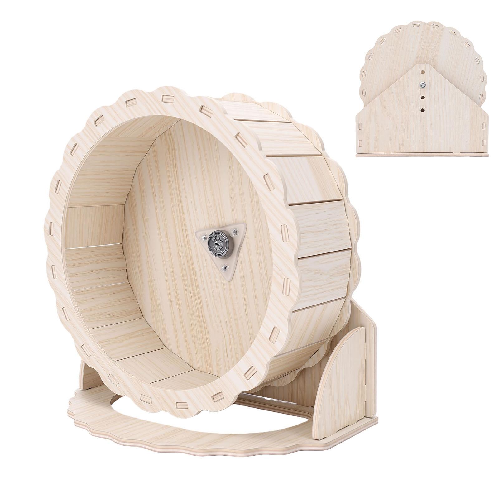 Houten Stille Looprad voor Hamsters, Stil Houten Oefenrad voor Kleine Dieren met Antislipoppervlakken voor Hamsters, Cavia's en Andere Kleine Huisdieren, Dier
