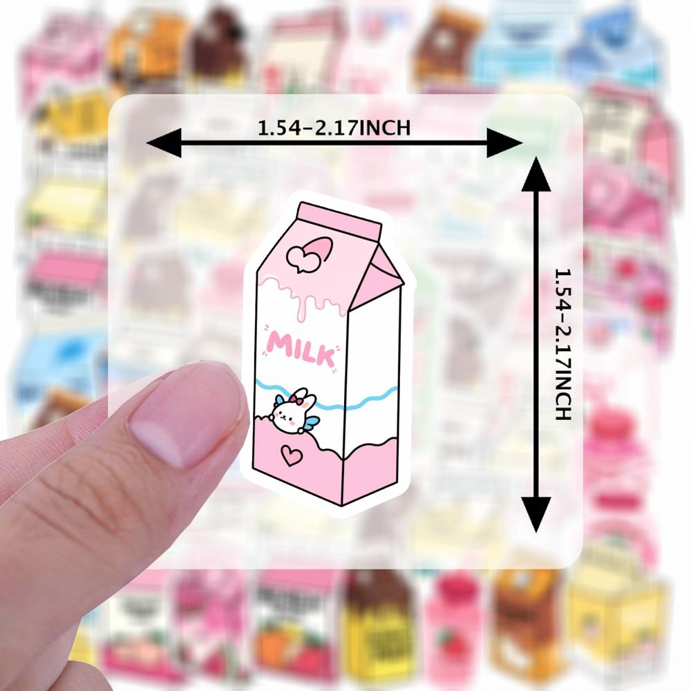 35pcs-50pcs Colorful Fruits Stickers Cute Beverages Teacher Reward Stickers  Stickers For DIY Phone Guitar Laptop Notebook