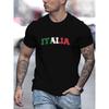 Men's Summer Italia Comfortable Breathable Casual Fashion Print Loose Large Casual Round Neck Short Sleeve T-shirt