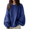 Women's Fashion Casual Loose Pullover Solid Color Round Neck Long Sleeve Knit Sweater