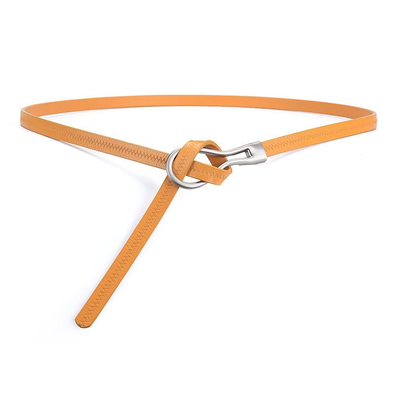 

Mary European and american fashion belt, women s korean style genuine leather knotted belt, cowhide leather belt, holeless belt помаранчевий