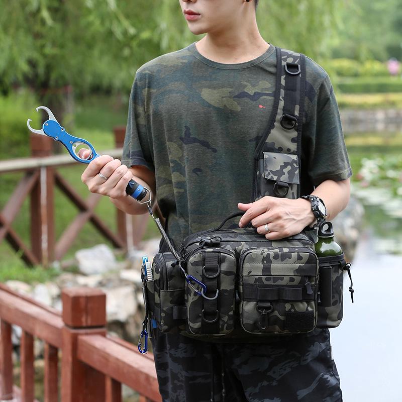 Men's Large Capacity Crossbody Fishing Tackle Bag - Multifunctional Chest Bag for Outdoor Use
