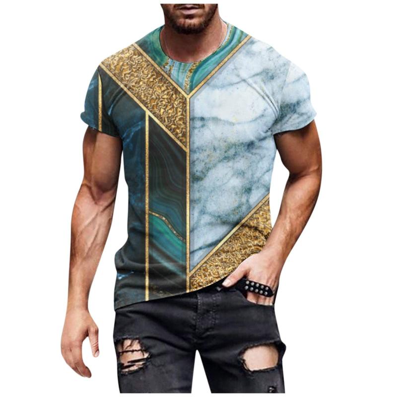 3D Geometry Print Pattern T Shirt Men Fashion Hip Hop T-shirt Harajuku Y2k Street Men's Summer Leisure Sports