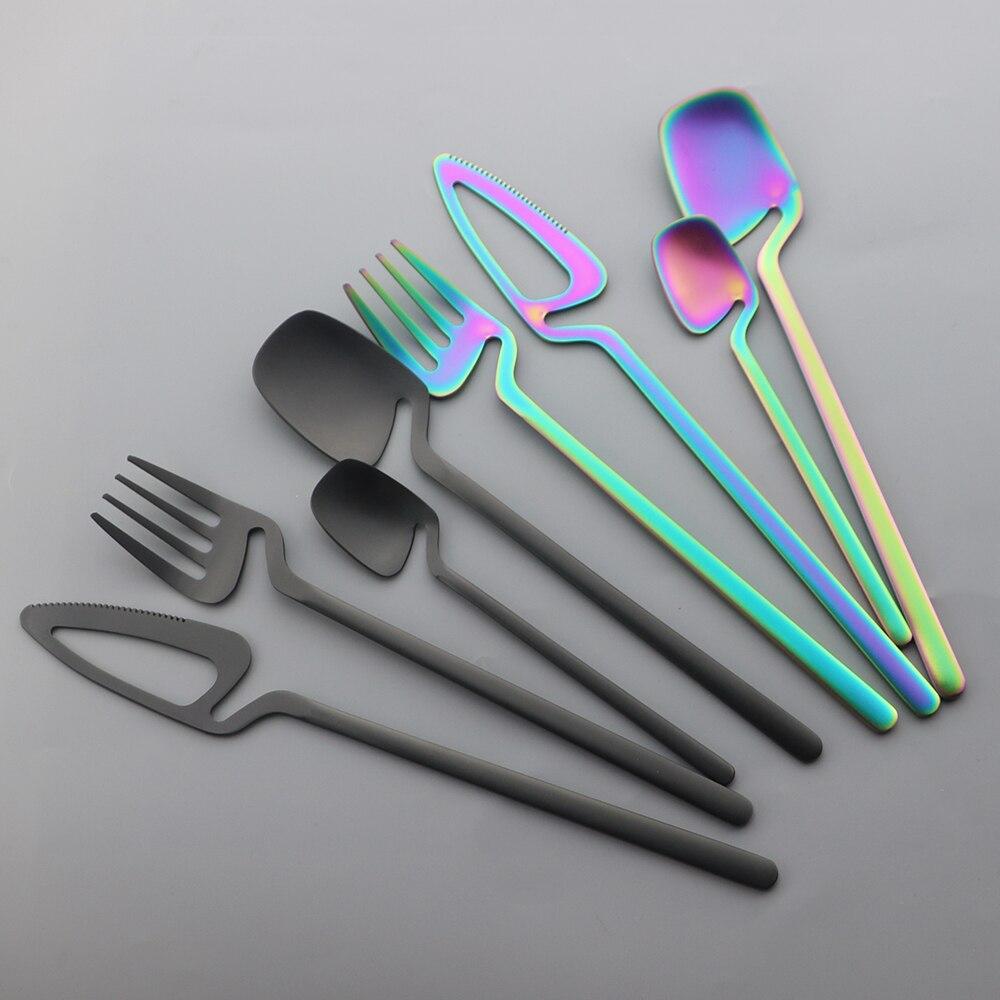24Pcs Dinnerware Set 304 Stainless Steel Knife Fork Coffee Spoon Wedding Party Travel Home Luxury Silverware Cutlery Set With Silver Gift Box