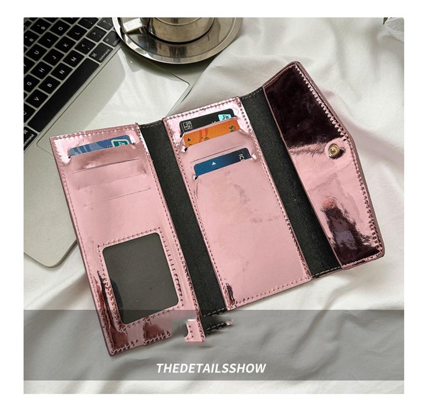 Luxurious Triple Flod Long Wallet Women Banquet bag Fashion Shiny PU Leather Multi-Slot Card Holder Females Messenger Cluth Bag