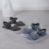 Damen Übergröße Gewebte Riemen Plateau Sandalen Offene Zehen Bequeme Strandschuhe