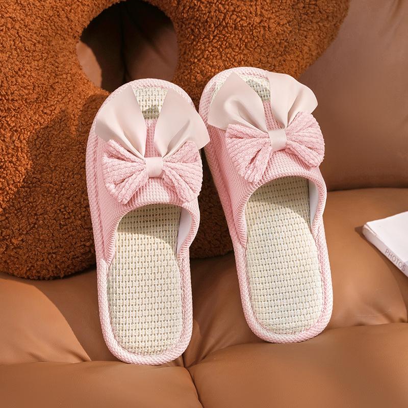 Linen slippers deodorant and non-slip indoor cotton and linen cool slippers women's summer breathable home leisure sandals free shipping