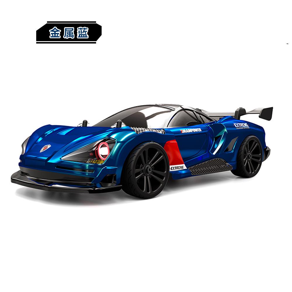 2.4G 4WD Retro Drift RC Car 1:16 Scale LED Light High Speed Remote Control Vintage Vehicle Toy for Kids 16301【Blue Version】