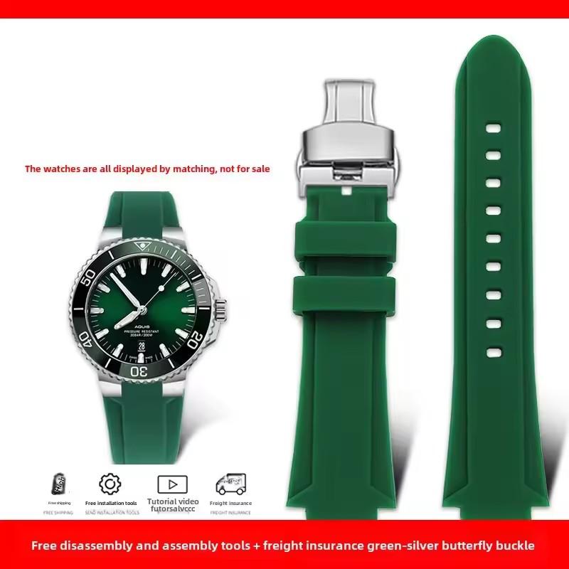 Wypukły interfejs 24*11mm 24*12mm silikonowy pasek do ORIS AQUIS Bransoleta nurkowanie męski gumowy zegarek Pasek Wodoodporne Paski do zegarków