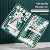 Dark Green 26-Piece Stainless Steel Manicure Nail Clippers Set with Dead Skin Clippers, Nail Scissors, Nail Tools