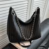 Autumn 2025 Women's Large Woven Crossbody Tote: Solid Color Handheld & Shoulder Bag