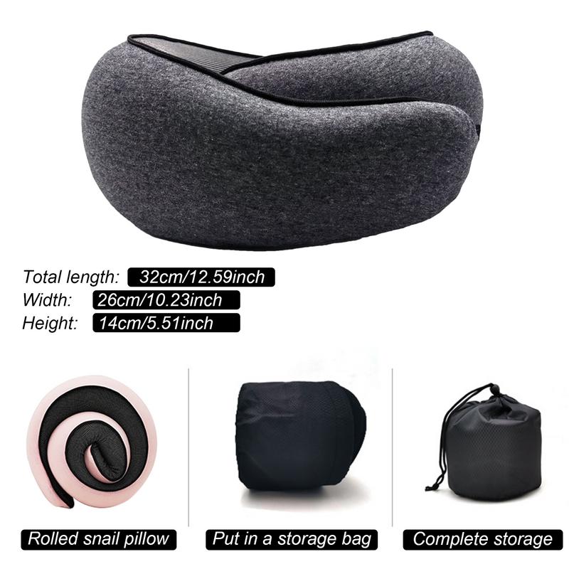 Nackenkissen für unterwegs, Memory Foam, U-förmiges Kissen, Schnecken-Stil, Nackenstütze für unterwegs, tragbar, verstellbar, weich, Schlafkissen für die Mittagspause