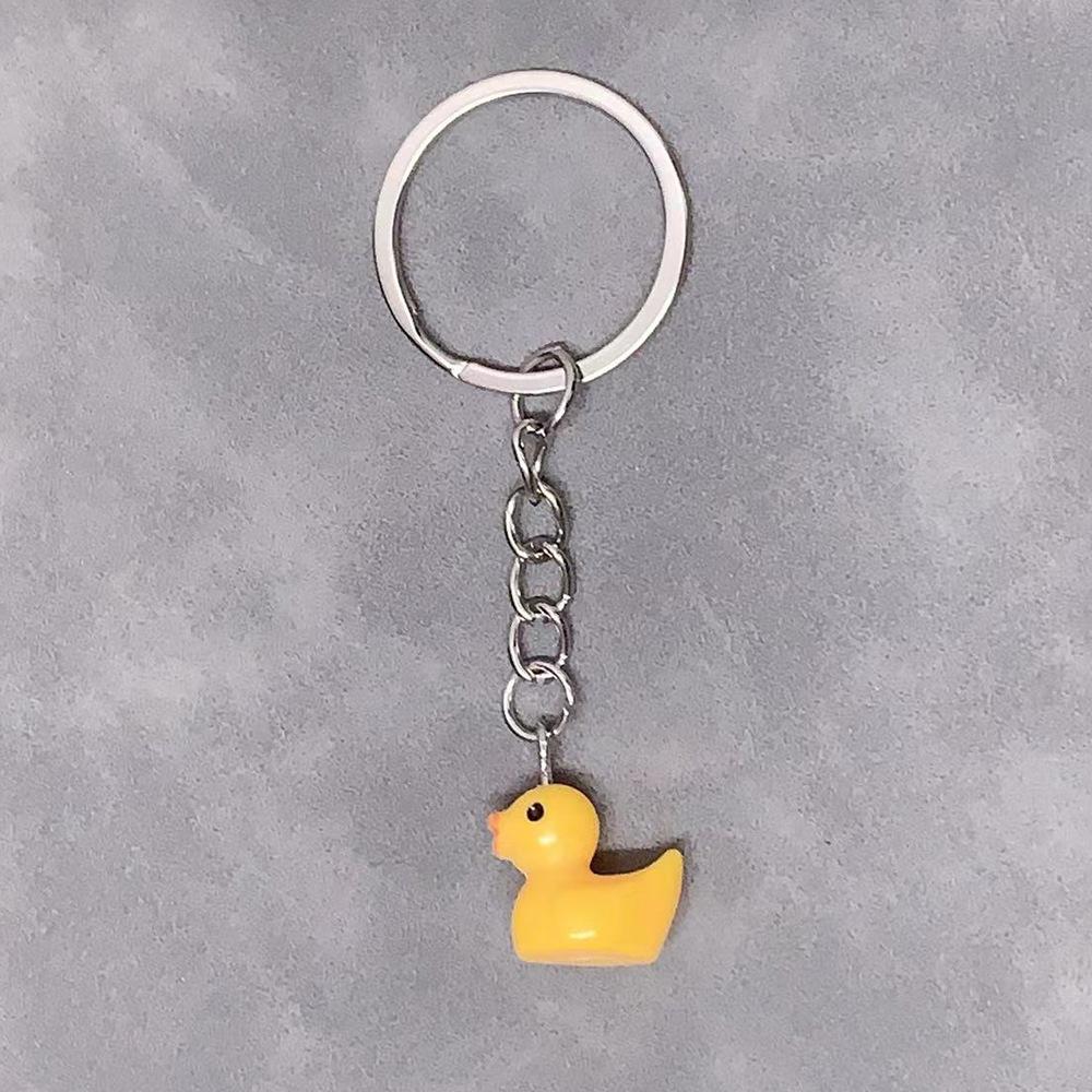 Simple Resin Duck Keychain Animal Pendant Bag Accessories for Women Couple Family Keychain Pendant