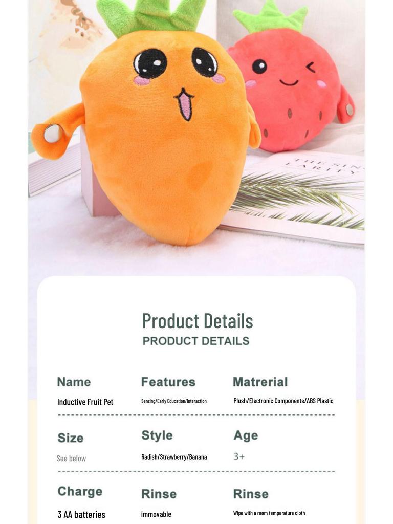 Cartoon Fruit Plush Piano Toy: Interactive Banana, Strawberry, and Carrot Doll for Babies
