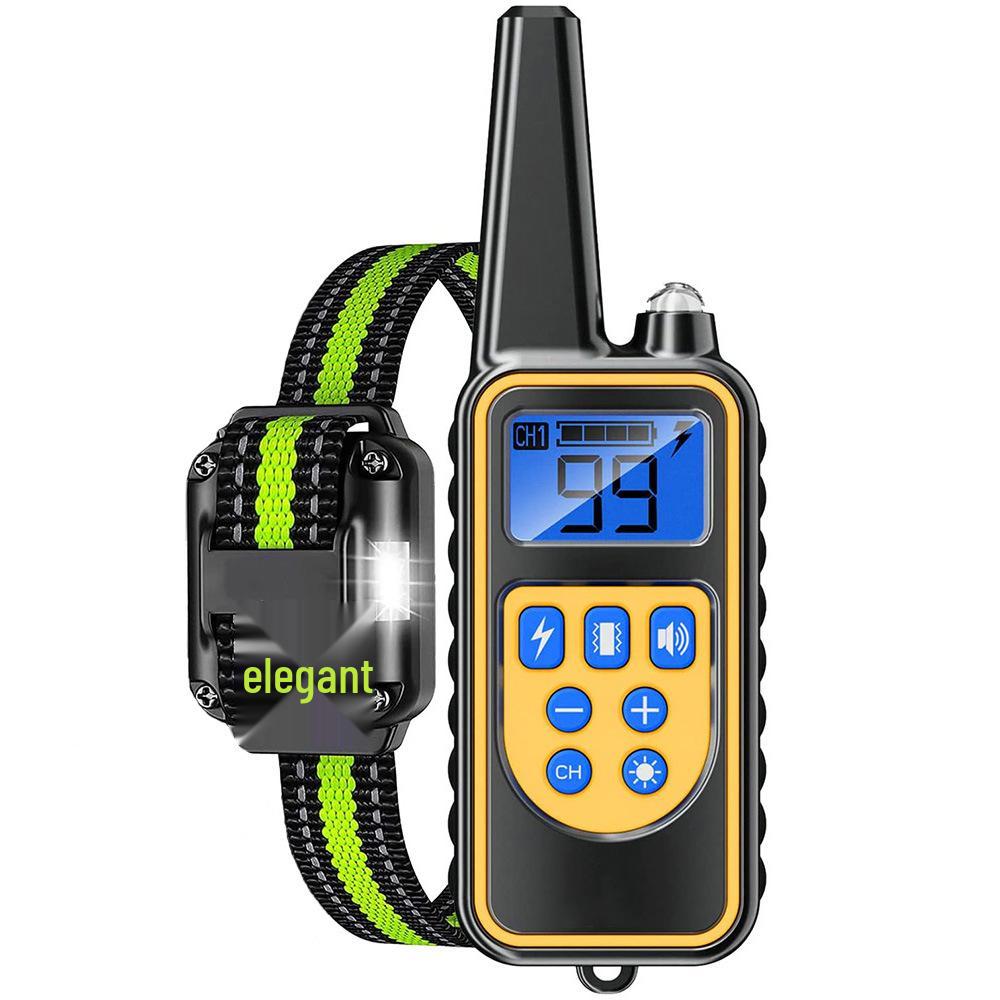 Rechargeable Remote Dog Training Collar, Waterproof Bark Stop Device, 800m Range, Automatic Shock Correction.