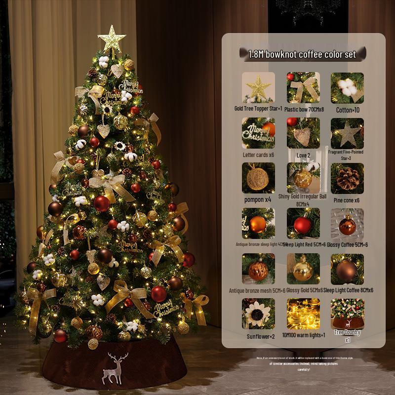 Large Encrypted Flickering Christmas Tree Ornament Set for Living Room Decor