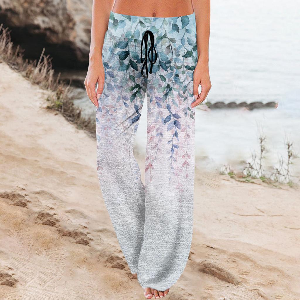 Dames Mode Losse Pasvorm Trekkoord Elastische Taille Casual Geprinte Broek