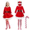 Joyesplay Christmas Cosplay Santa Claus Costume for Set with Santa and Cute Christmas Outfit with Reindeer Perfect for School Stage and Gift Girls,