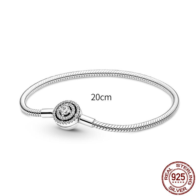 925 Silver Snake Chain Charm Bracelet For Women Fits Original Pendant Bead Heart Jewelry New In
