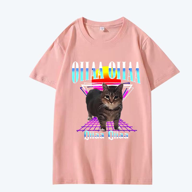 Oiia Oiia Cat Meme Funny Spining T Shirt men women Oversized 100% Cotton short sleeve Summer top Unisex plus sizetops