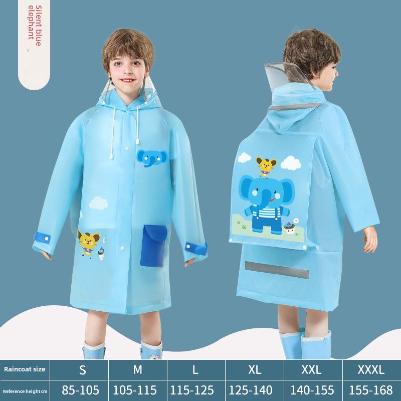 Koreanischer Kinder-Ganzkörper-Regenmantel: Einteiliger Poncho für Grundschüler mit Platz für Rucksäcke