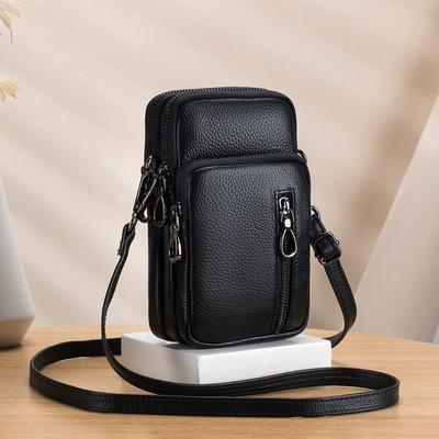 Sac à bandoulière simple en cuir pour femme, sac vertical de grande capacité pour téléphone portable, sac décontracté pour femme