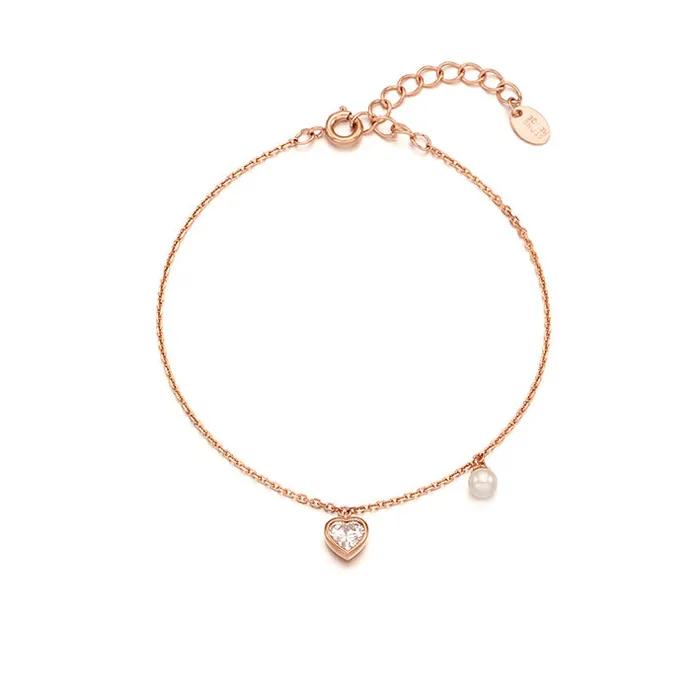 Silver Heart Pearl Bracelet SC1768