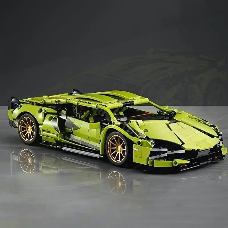 Non-Toxic 1690-Piece Sports Car Building Set Green Abs Living Room Bedroom Decor