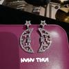 Elegant Water Drop Butterfly Knot Pearl CZ Earrings With Star Moon Pendant Women Vintage Chic Jewelry