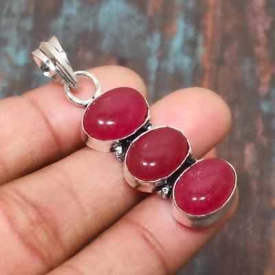 Lovely Kashmir Red Ruby Gemstone Solid 925 Sterling Silver Handmade Jewelry Pendant