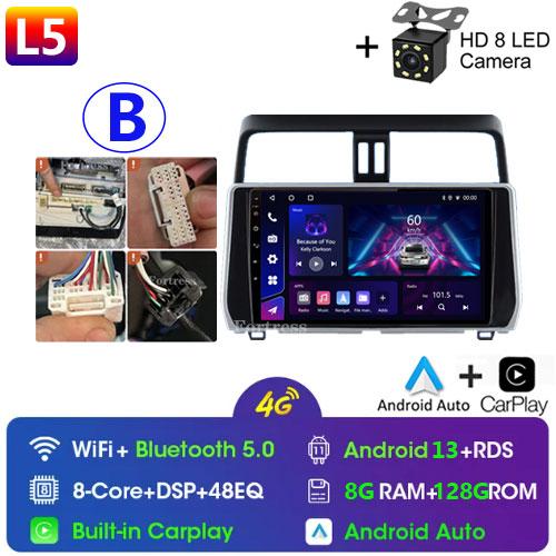 For Toyota Land Cruiser Prado 150 2018 2019 - 2022 Carplay 360 Camera Auto Android 13Car Radio Multimedia Player GPS Stereo Wifi